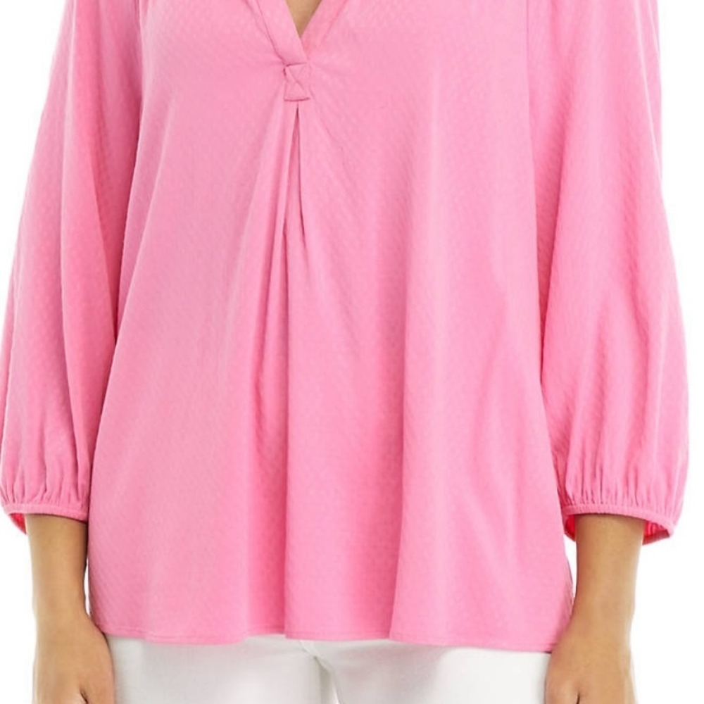 Pink 3/4 Sleeve Peasant Top